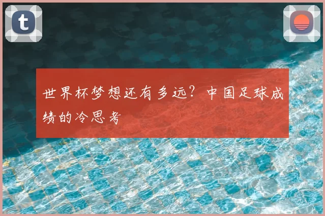 世界杯梦想还有多远？中国足球成绩的冷思考